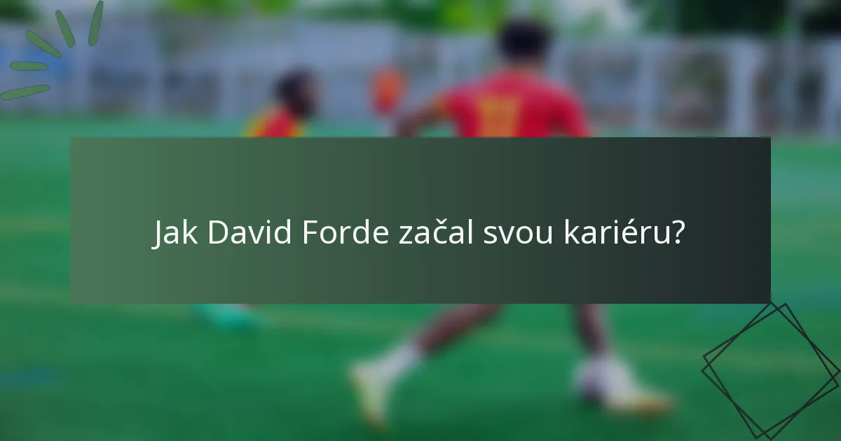 Jak David Forde začal svou kariéru?