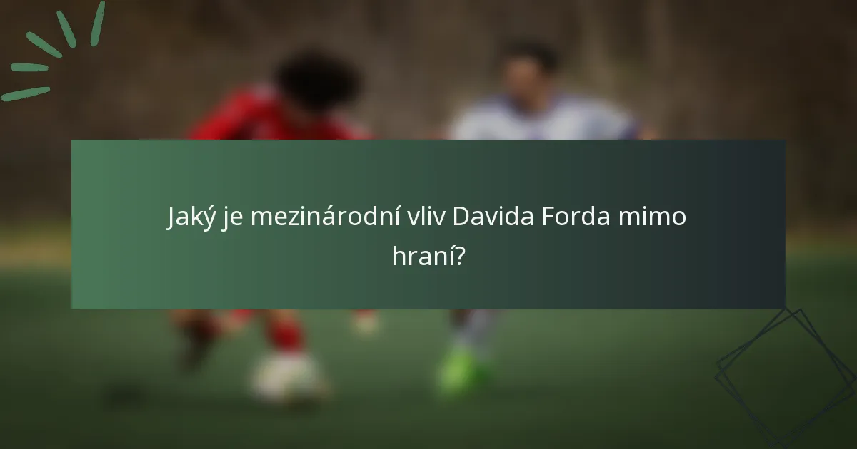 Jaký je mezinárodní vliv Davida Forda mimo hraní?